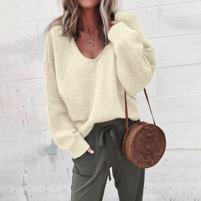 Classic knit V-neck everyday jumper for women -4
