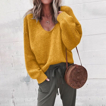 Classic knit V-neck everyday jumper for women -5