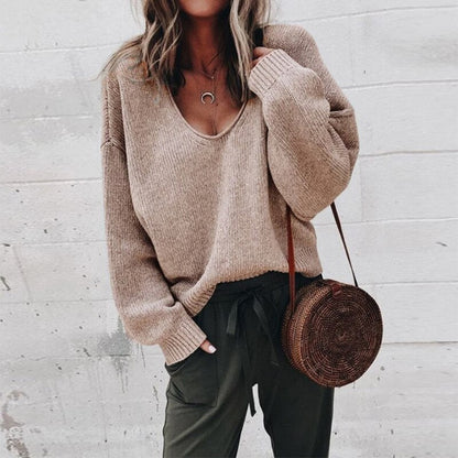 Classic knit V-neck everyday jumper for women | Liora -6
