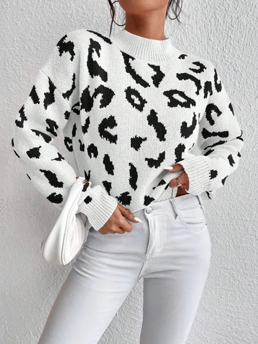 Bold leopard-print knit everyday jumper for women | Vivienne -1