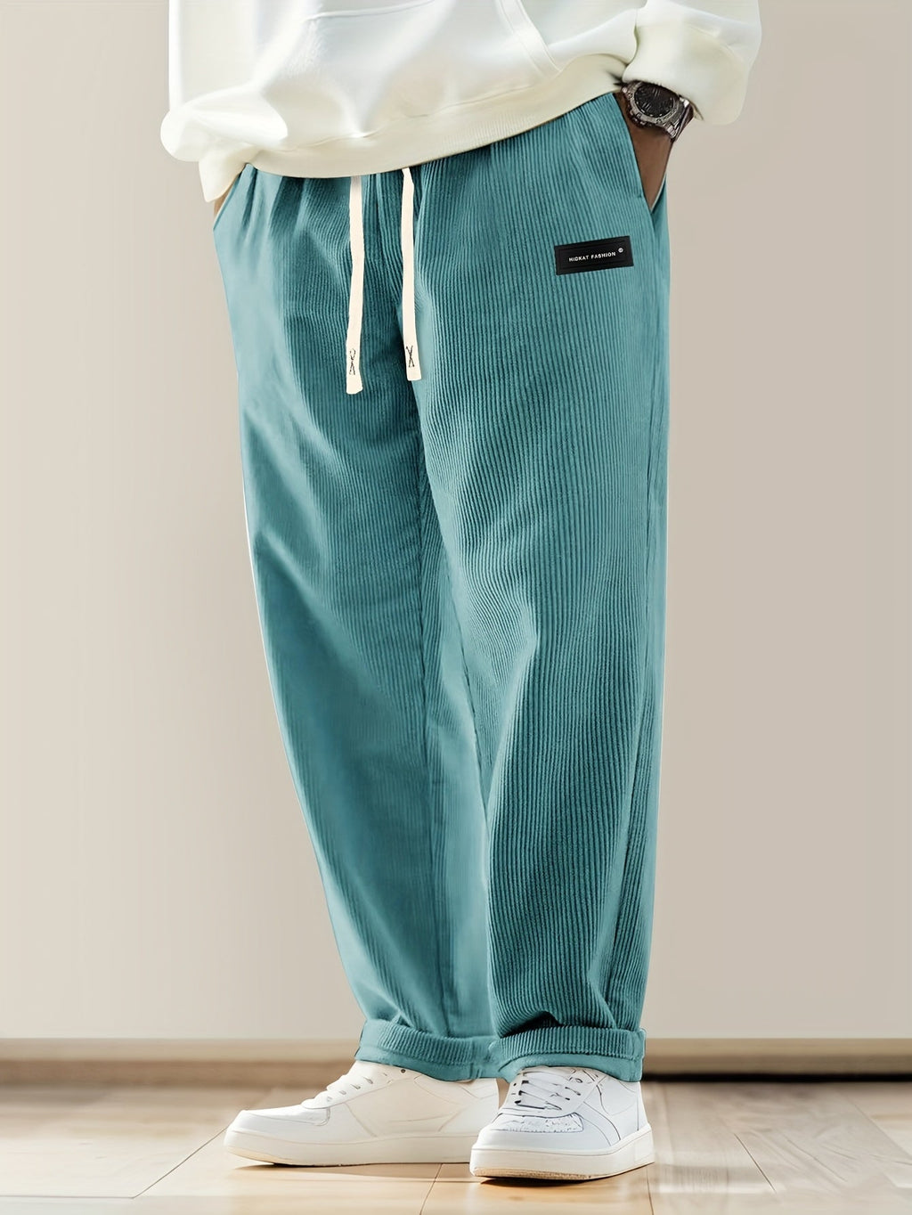 Relaxed drawstring corduroy everyday trousers for men | Ellison -3