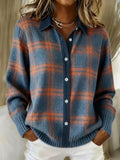 Classic plaid knit everyday cardigan for women | Denise -1