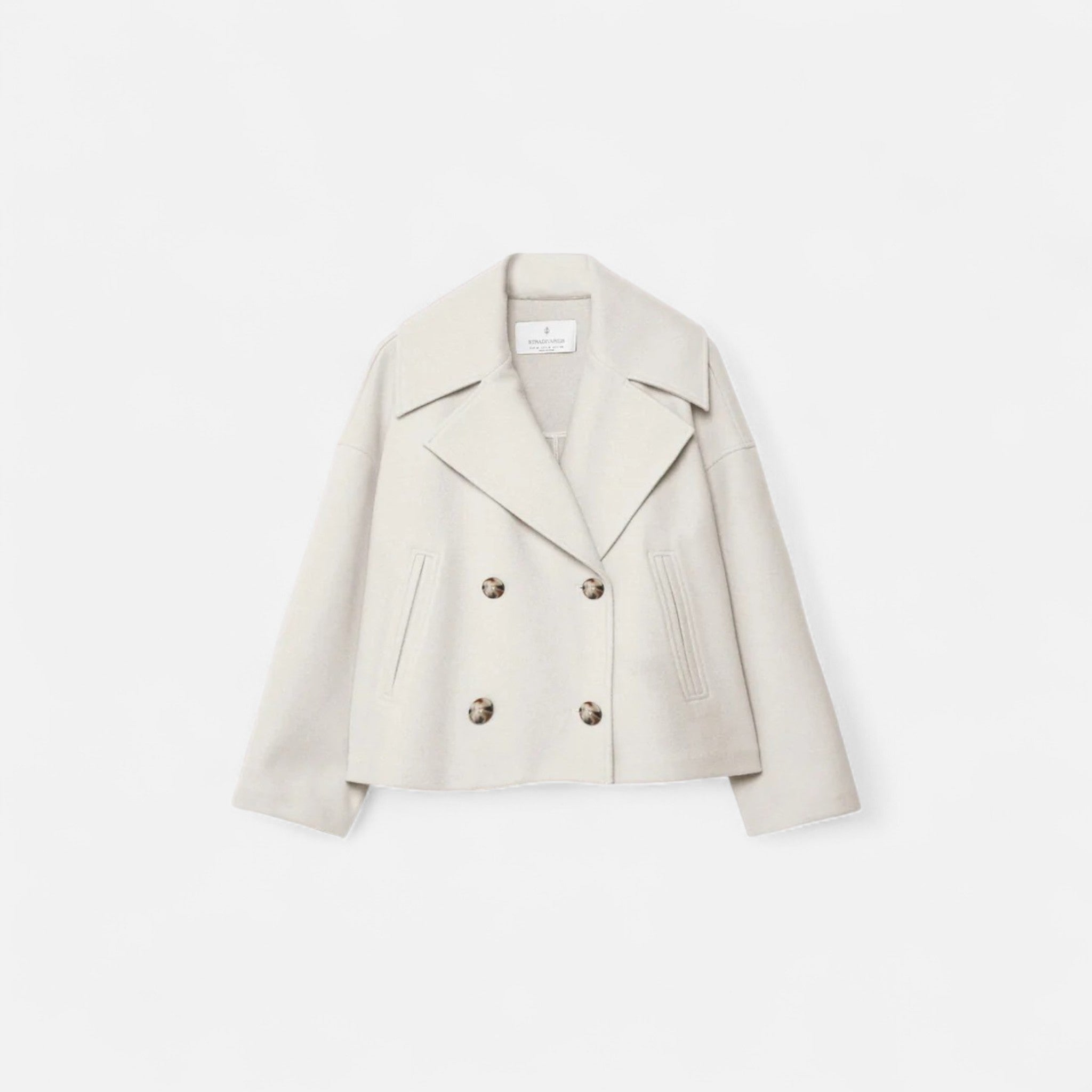 Classic double-breasted wool everyday coat for women -4