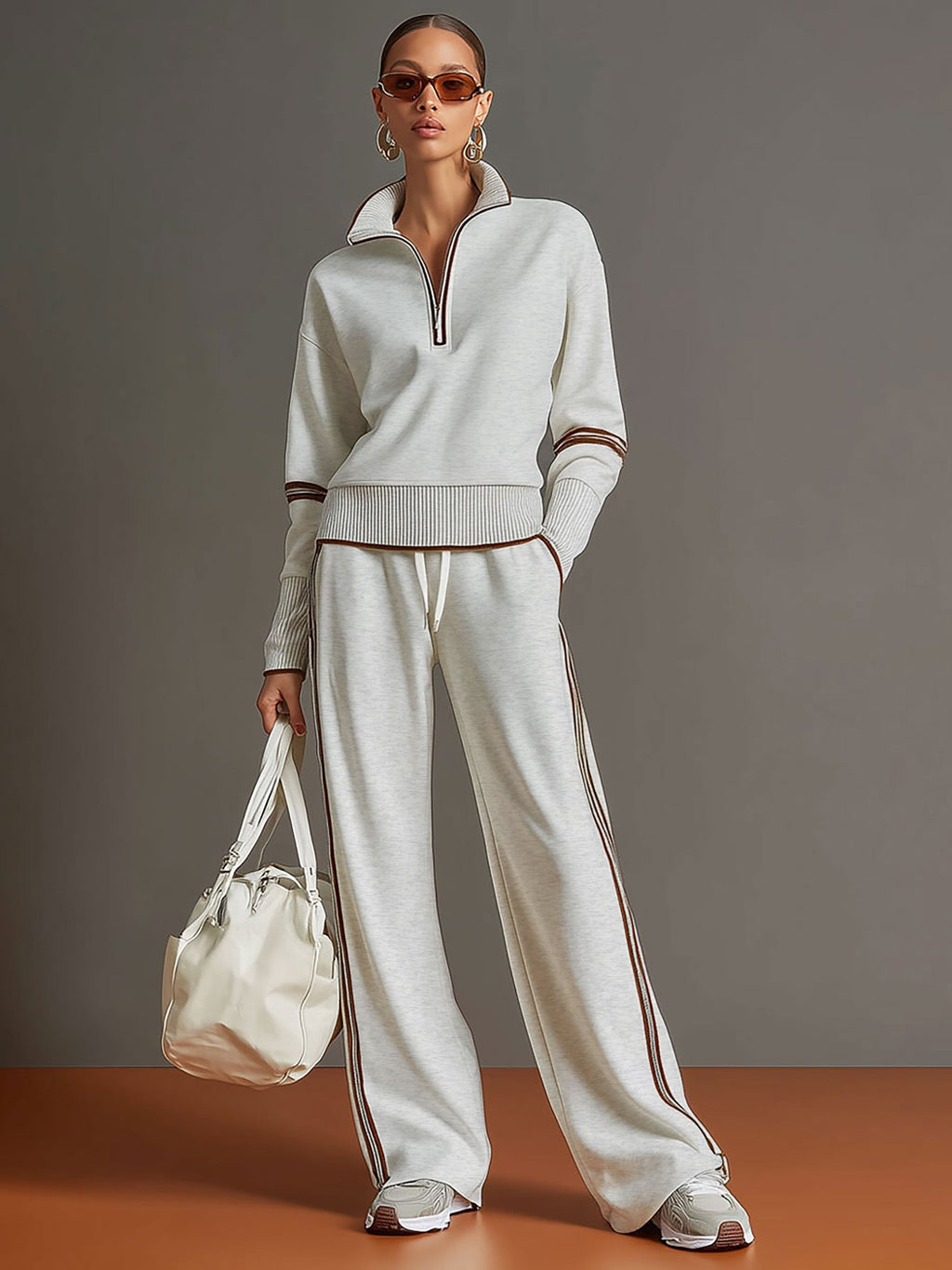 Sport-luxe half-zip co-ord set for women | Zerina -4