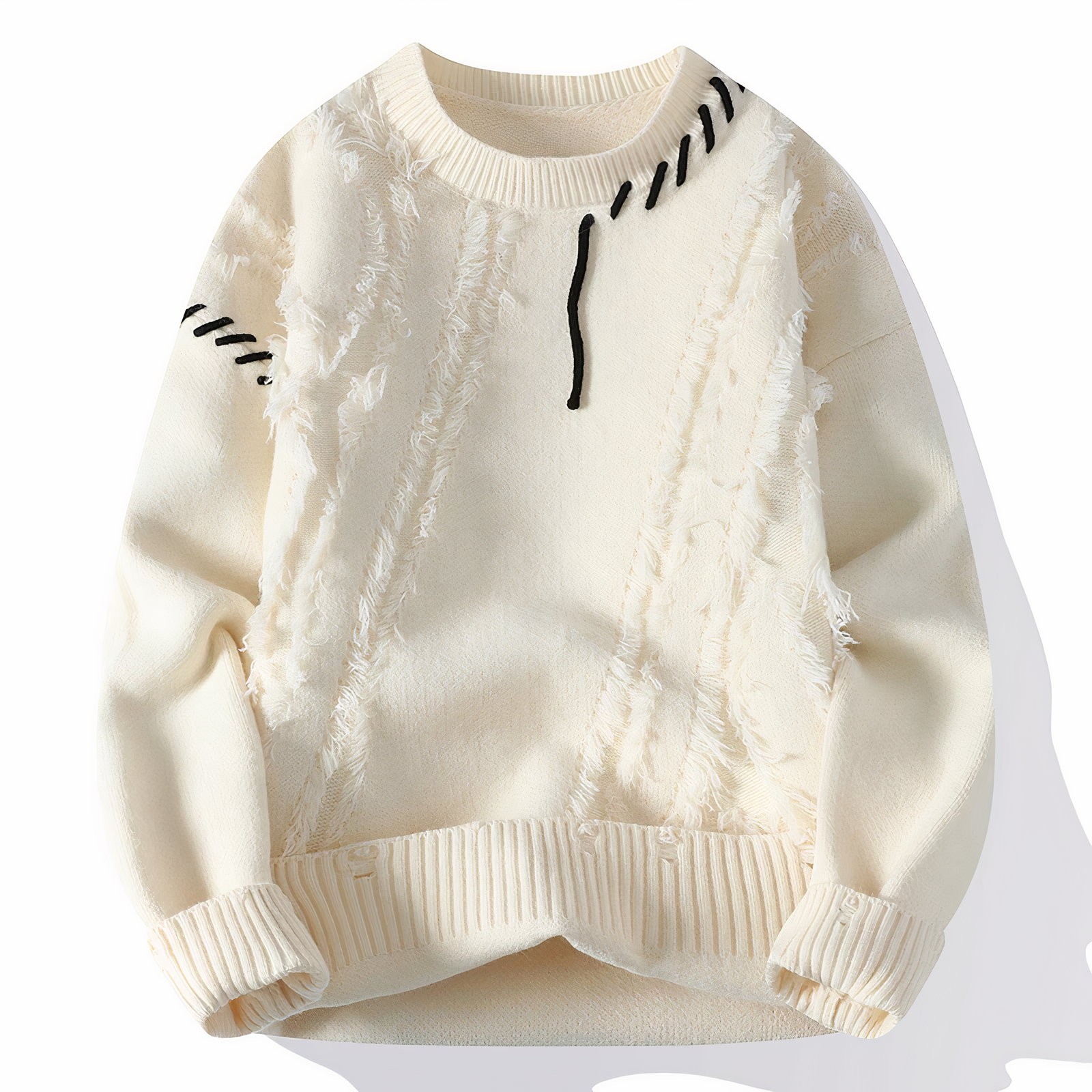 Knitted sweater with patchwork pattern for men | Jasper